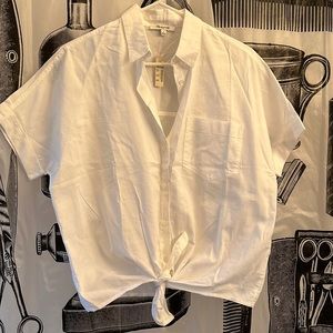 Madewell White Button-down Tie Collared T-Shirt